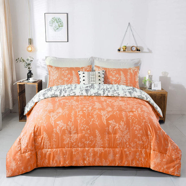 Charming Autumn Warm Oranage 3 Pc Comforter & Pillow Cover Set Quilt Covers