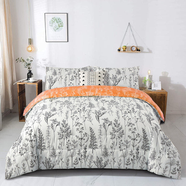 Charming Autumn Warm Oranage 3 Pc Comforter & Pillow Cover Set Quilt Covers