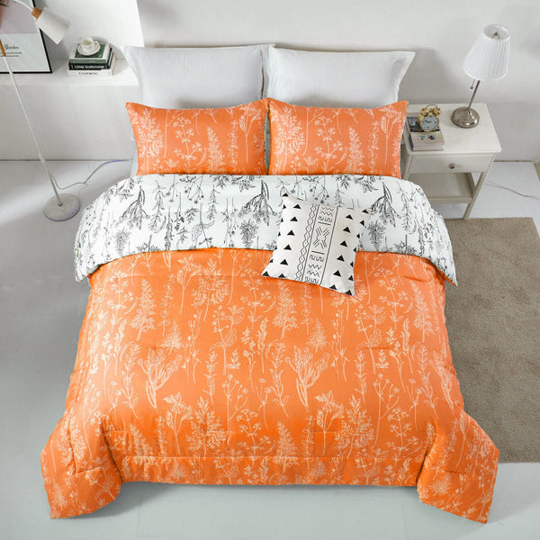 Charming Autumn Warm Oranage 3 Pc Comforter & Pillow Cover Set Quilt Covers