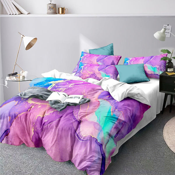 Marble Comforter Set King Size Quilted Soft Microfiber Bedding For All Seasons Comforter Sets Queen