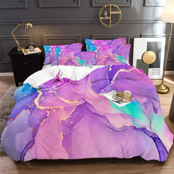 Marble Comforter Set King Size Quilted Soft Microfiber Bedding For All Seasons Comforter Sets Queen