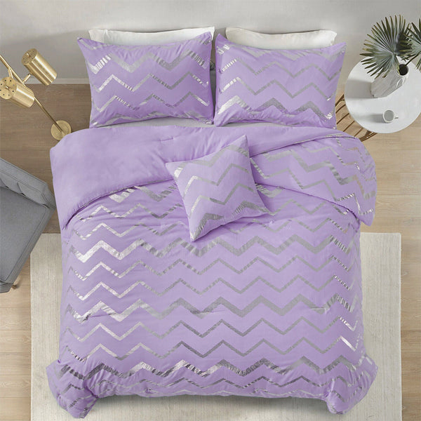 Soft Purple Comforter Set King Size Cozy 3 Piece Bedding With Pillowcases King Comforter Sets