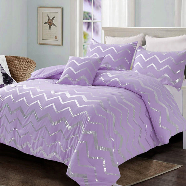 Soft Purple Comforter Set King Size Cozy 3 Piece Bedding With Pillowcases King Comforter Sets