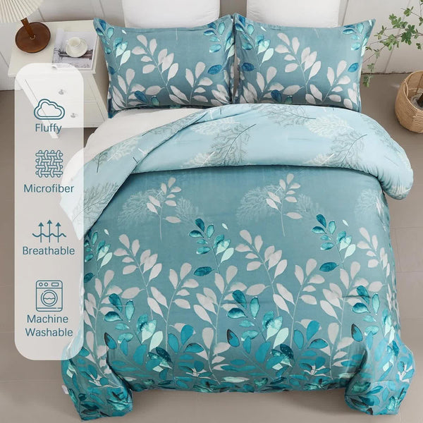 Glowup Bedroom Teal Comforter – 3‑Piece Insta‑Aesthetic Set Comforter Sets Queen