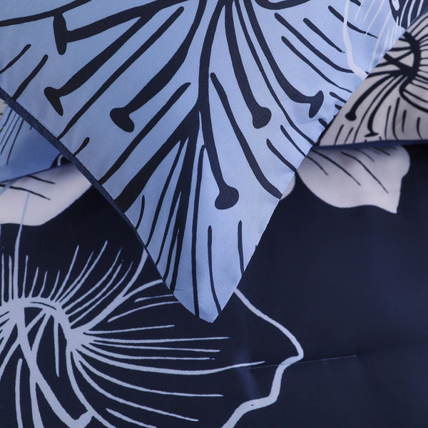 King Comforter Set, Navy Blue Floral 3 Piece Bedding, Soft Microfiber For All Seasons Comforter Sets Queen