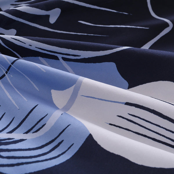 King Comforter Set, Navy Blue Floral 3 Piece Bedding, Soft Microfiber For All Seasons Comforter Sets Queen