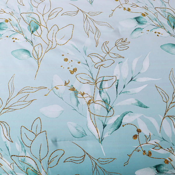 King Size Floral Leaf Comforter Set With Pillowcases King Comforter Sets
