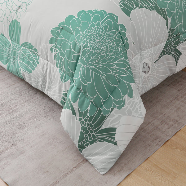 Floral Winter Comforter Set King Size Ultra Soft Quilted Bedding With Pillowcases King Comforter Sets