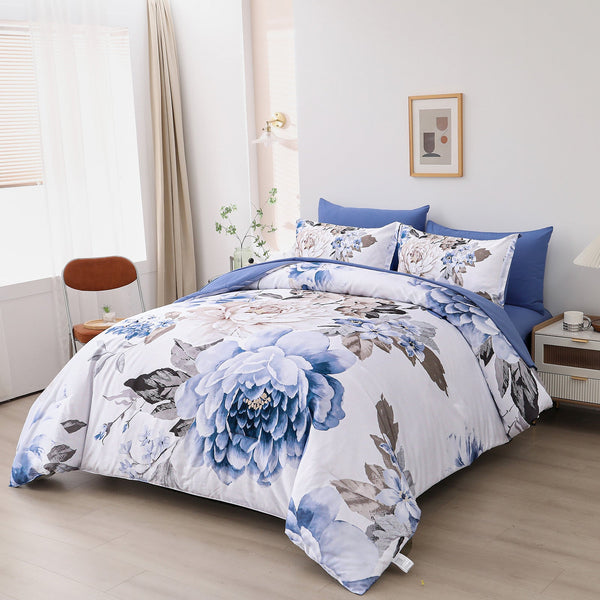 Plush Floral Comforter Set King Size Winter Quilted Bedding With Pillowcases King Comforter Sets