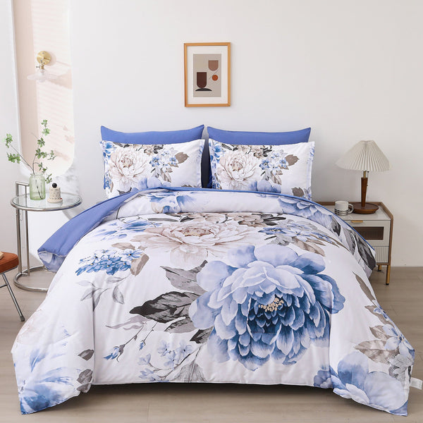 Plush Floral Comforter Set King Size Winter Quilted Bedding With Pillowcases King Comforter Sets