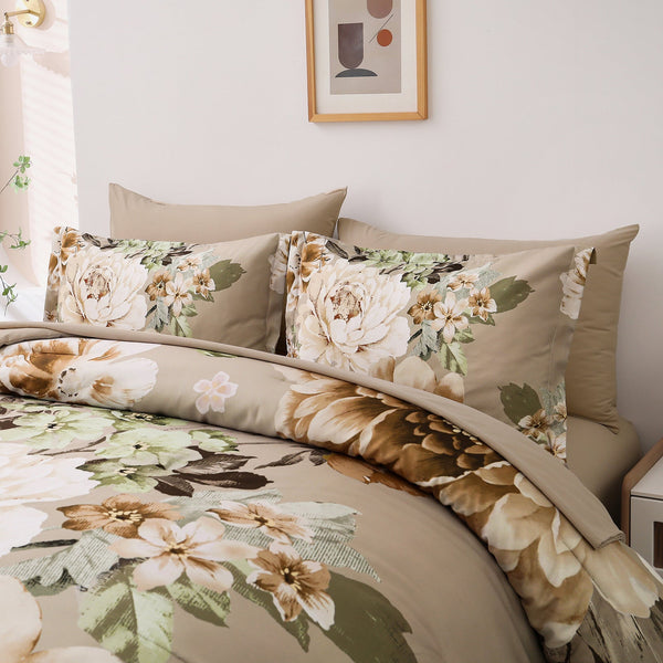 Cozy Floral Comforter Set King Size Quilted Warm Bedding With Pillowcases King Comforter Sets