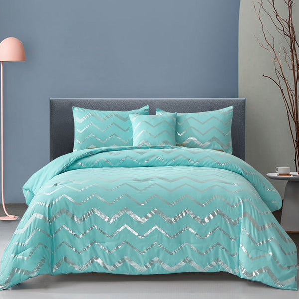 King Size Blue Gradient 3 Piece Comforter Set With Pillowcases King Comforter Sets