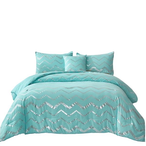King Size Blue Gradient 3 Piece Comforter Set With Pillowcases King Comforter Sets