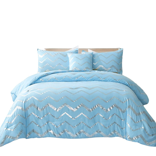 Metallic Print Comforter Set King Size Chic 3 Piece Bedding With Pillowcases King Comforter Sets