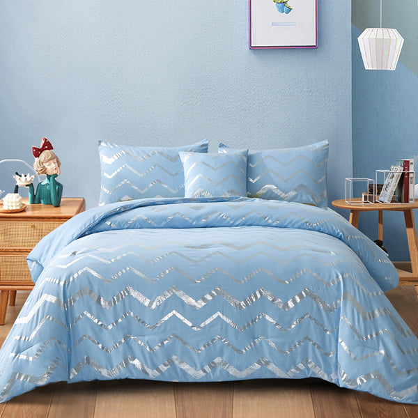 Metallic Print Comforter Set King Size Chic 3 Piece Bedding With Pillowcases King Comforter Sets
