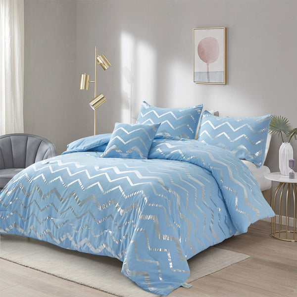 Metallic Print Comforter Set King Size Chic 3 Piece Bedding With Pillowcases King Comforter Sets
