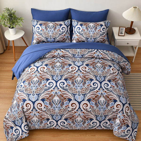 Floral Stripes Comforter Set King Size Elegant 3 Piece Bedding With Pillowcases King Comforter Sets