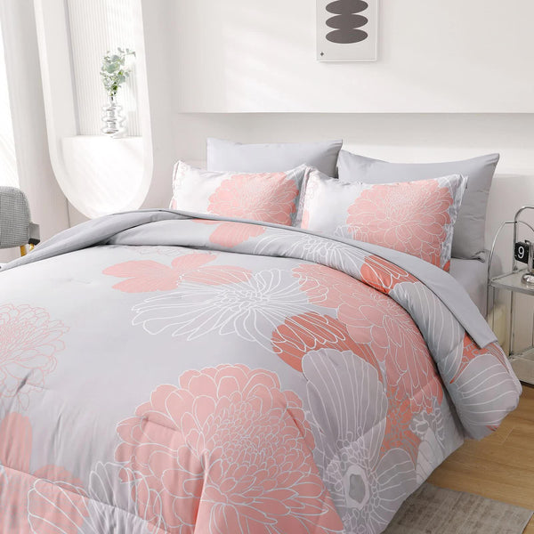 Zen Retreat Quilted Comforter Bundle 3Piece Serenity Style Comforter Sets Queen