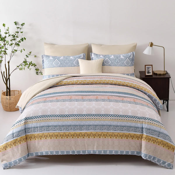 Luxe Loft Boho Quilted Comforter & Shams Trending 3Piece Set Comforter Sets Queen
