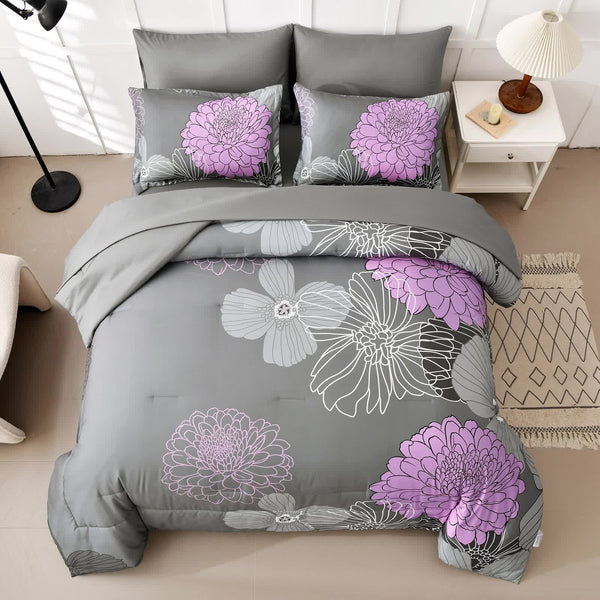 Cloud Nine Grey Purple Bedding 3Piece Comforter Set For Everyday Chill Comforter Sets Queen