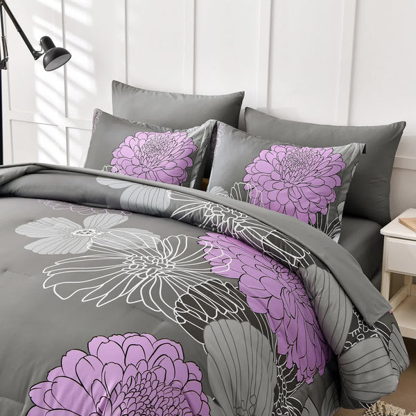 Cloud Nine Grey Purple Bedding 3Piece Comforter Set For Everyday Chill Comforter Sets Queen