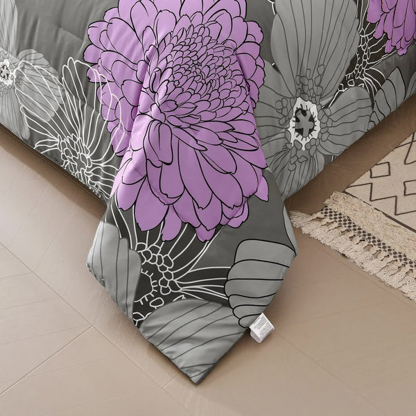 Cloud Nine Grey Purple Bedding 3Piece Comforter Set For Everyday Chill Comforter Sets Queen