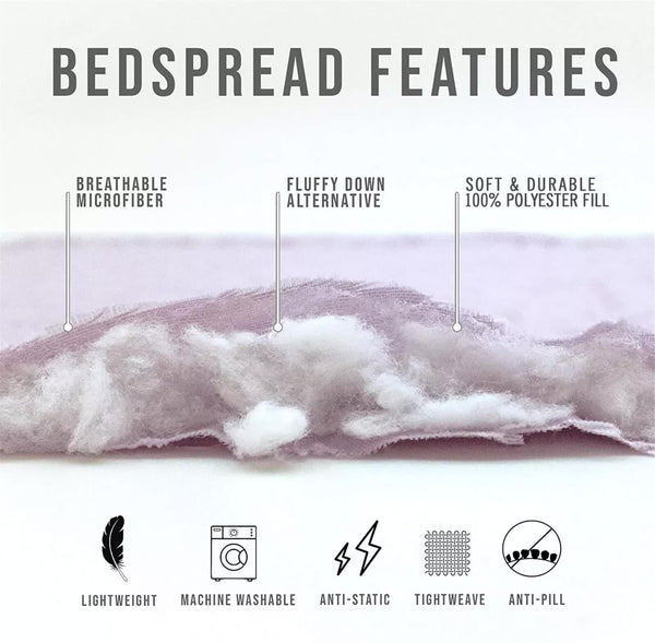 Grey Azure Bloom Quilted Coverlet Bedspread Set With Pillow Covers Other Bedding