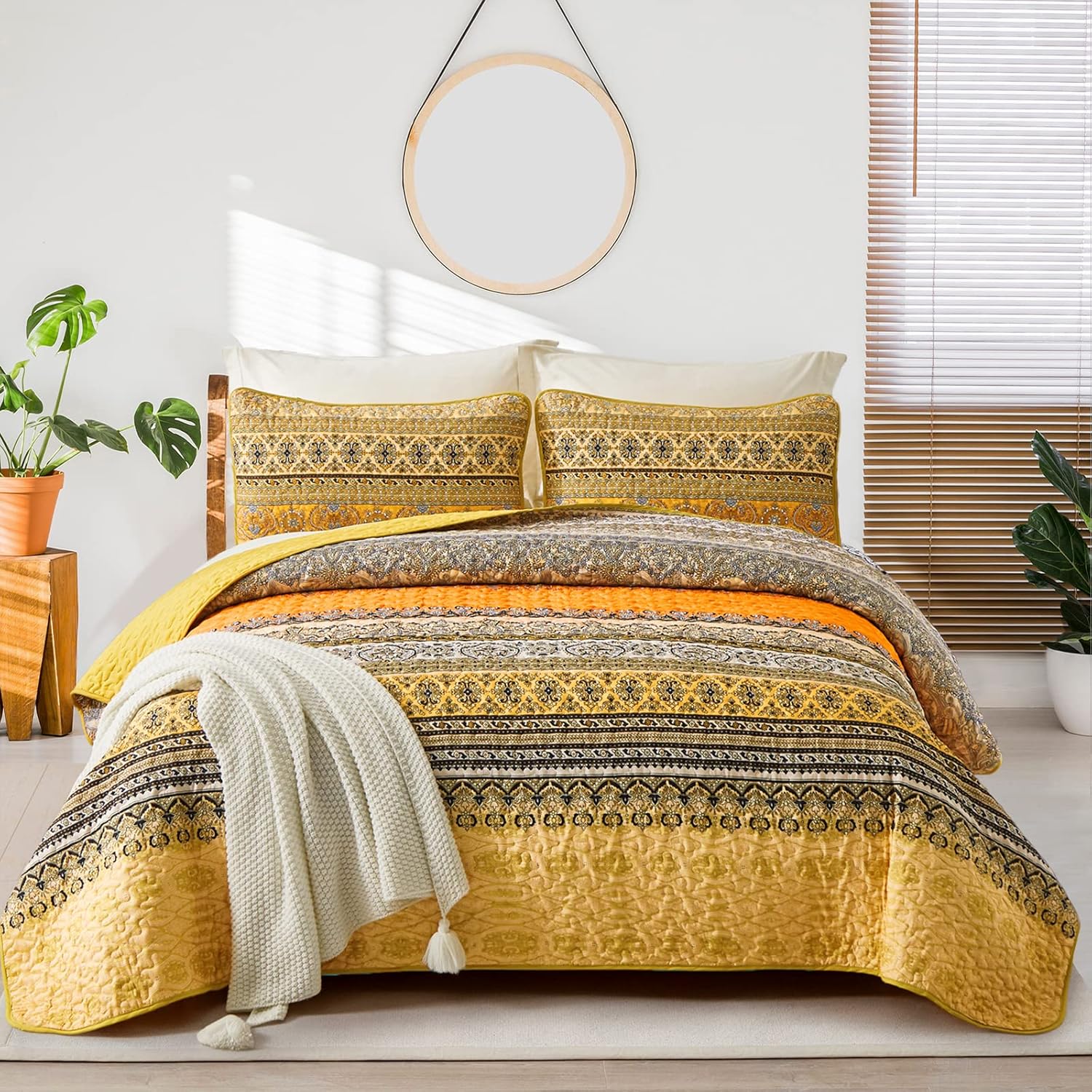 Lively Quilted Bedspread And Pillowcovers Set: Add Vibrancy To Your Room Queen Size Queen Doonas