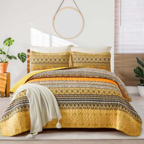 Lively Quilted Bedspread And Pillowcovers Set: Add Vibrancy To Your Room Queen Size Queen Doonas