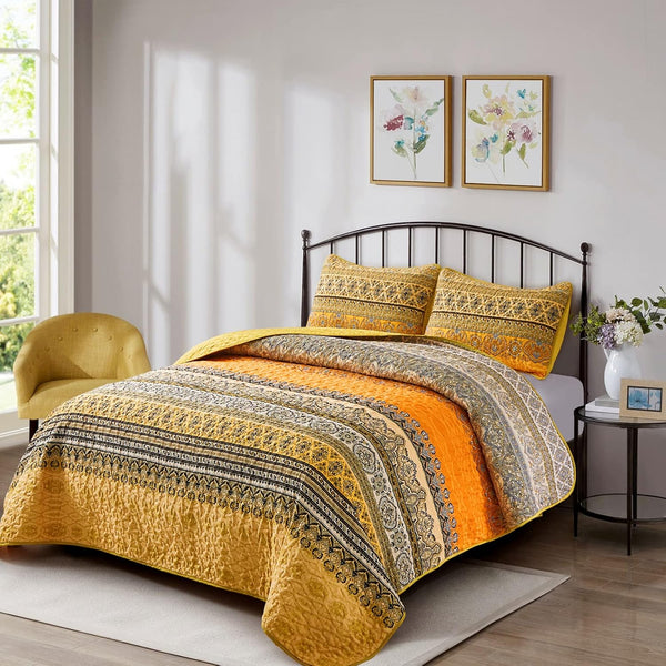 Lively Quilted Bedspread And Pillowcovers Set: Add Vibrancy To Your Room Queen Size Queen Doonas