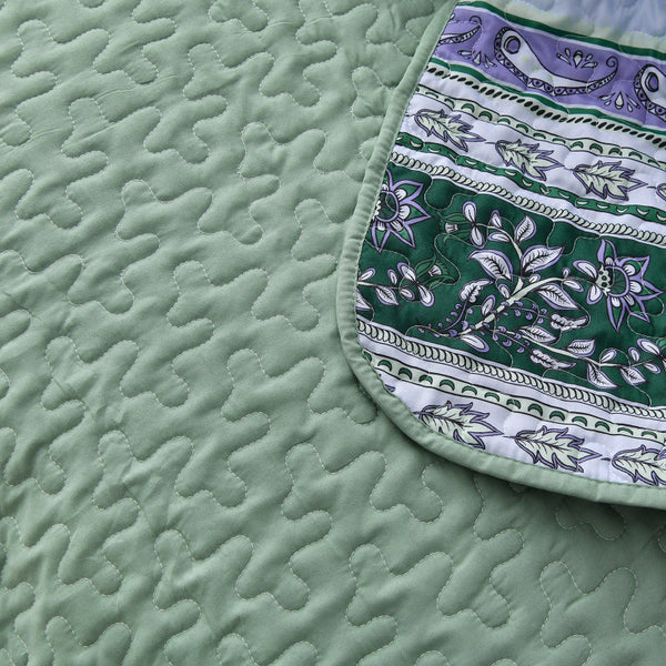 Breezy Green Cozy 3 Pc Bedspread & Pillow Cover Set Quilt Covers