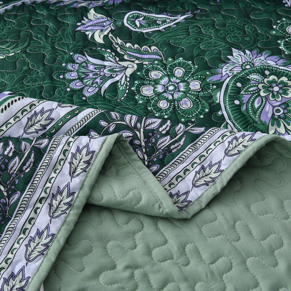 Breezy Green Cozy 3 Pc Bedspread & Pillow Cover Set Quilt Covers