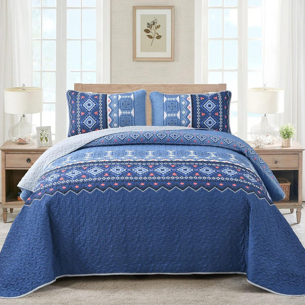 Nature Lover's Quilted Bedspread And Pillow Covers Set Inspired By The Outdoors Queen Size Queen Doonas