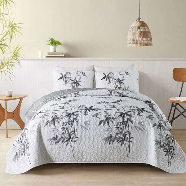 Finely Quilted Bedspread And Pillowcases Set: Blend Of Art Comfort Queen Size Queen Doonas