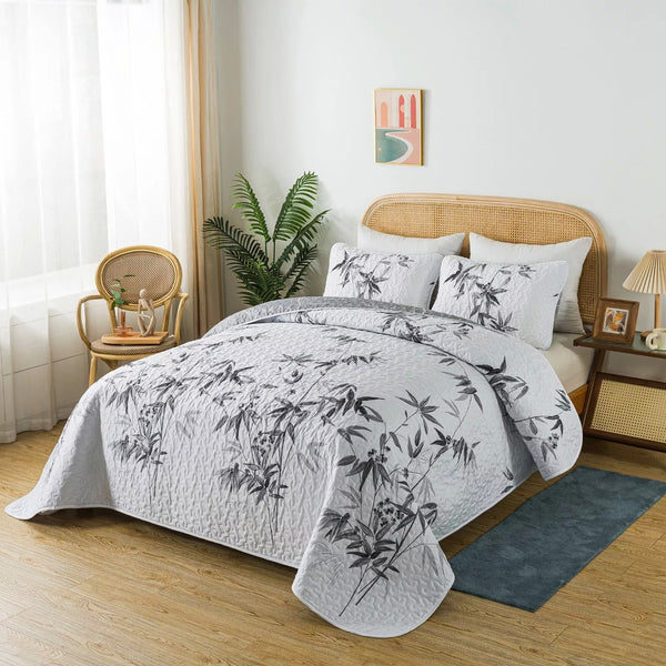 Finely Quilted Bedspread And Pillowcases Set: Blend Of Art Comfort Queen Size Queen Doonas
