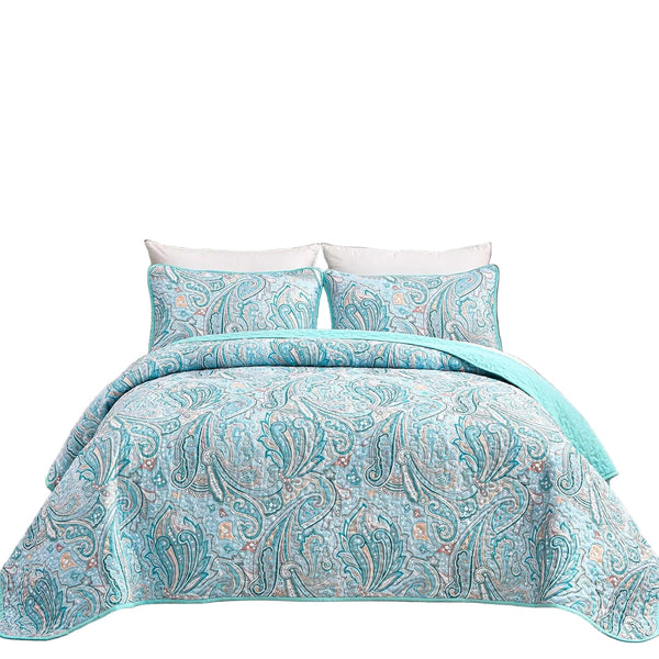 Queen Size Quilted Coverlet And Pillowcases Set 3 Piece 100% Polyester Queen Doonas