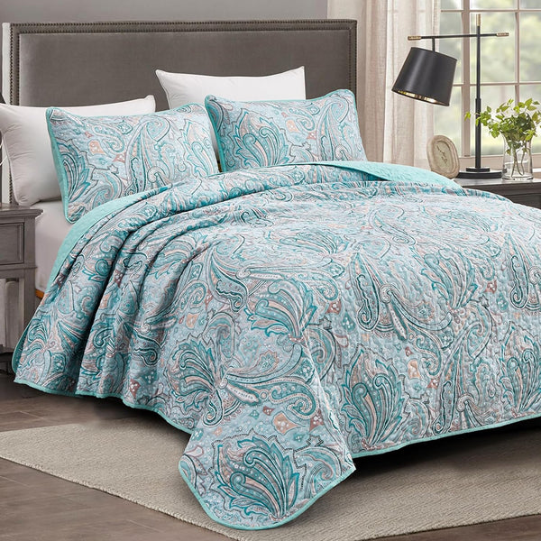 Queen Size Quilted Coverlet And Pillowcases Set 3 Piece 100% Polyester Queen Doonas