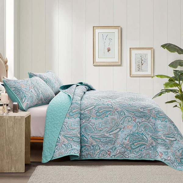 Queen Size Quilted Coverlet And Pillowcases Set 3 Piece 100% Polyester Queen Doonas