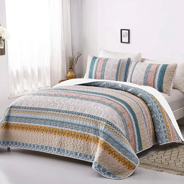Graceful Quilted Coverlet And Pillowcases Set: Timeless Beauty And Comfort Queen Size Queen Doonas