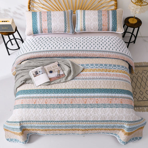 Graceful Quilted Coverlet And Pillowcases Set: Timeless Beauty And Comfort Queen Size Queen Doonas