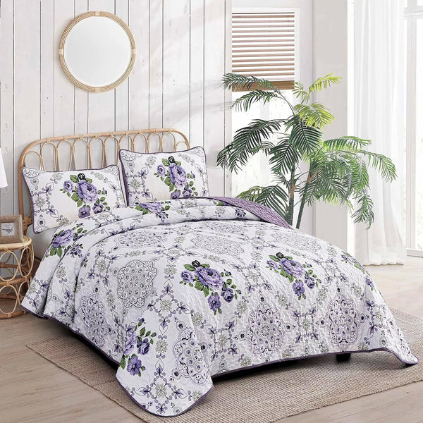 Kaleidoscopic Quilted Coverlet And Pillowcovers Set: Burst Of Colors Queen Size Queen Doonas
