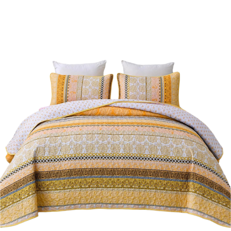 Classic Paisley Bloom Lightweight 3 Pc Bedspread & Pillow Cover Set Quilt Covers