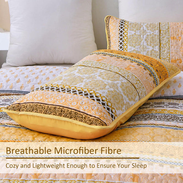 Classic Paisley Bloom Lightweight 3 Pc Bedspread & Pillow Cover Set Quilt Covers