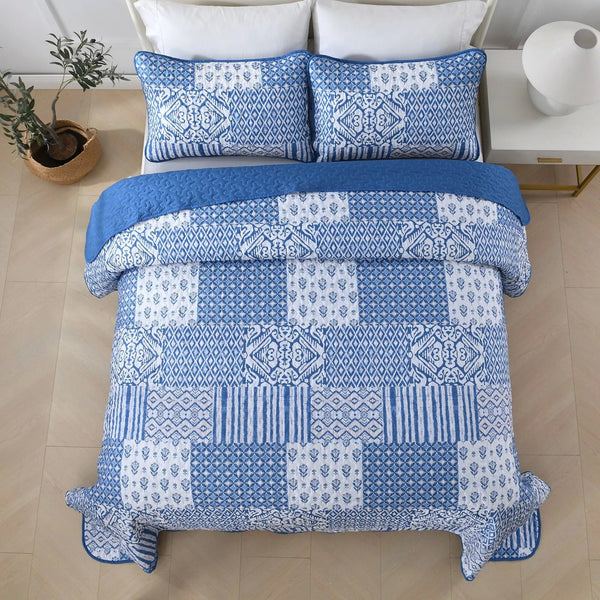 Blissful Quilted Bedspread And Pillowcovers Set: Relax In Style Queen Size Queen Doonas