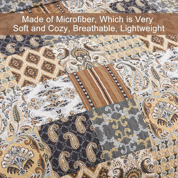 Enchanting Lace Boho Green Quilted 3 Pc Bedspread & Pillow Cover Set Quilt Covers