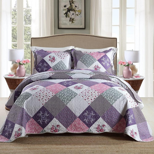 Quaint Quilted Bedspread And Pillow Covers Set Perfect For A Cozy Retreat Queen Size Queen Doonas