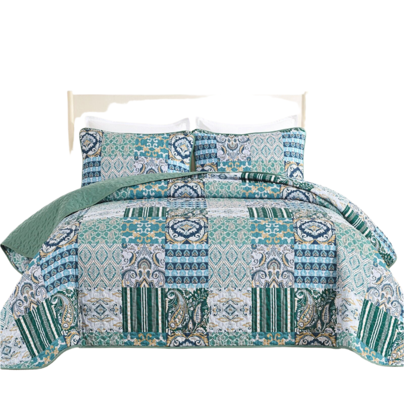 Exquisite Regal Purple 3 Pc Bedspread And Pillow Cover Set Quilt Covers