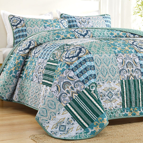 Exquisite Regal Purple 3 Pc Bedspread And Pillow Cover Set Quilt Covers