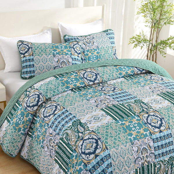 Exquisite Regal Purple 3 Pc Bedspread And Pillow Cover Set Quilt Covers