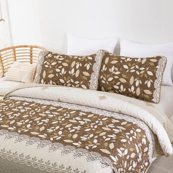 Sophisticated Quilted Bedspread And Pillowcases Set: Exquisite Design Comfort Queen Size Queen Doonas